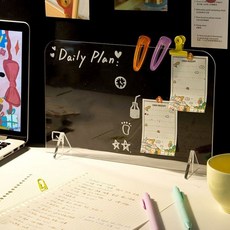 아크릴 투명 메모보드 책상 가림막 칠판, 투명 보드+ 화이트 펜5p