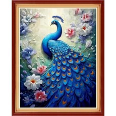 초보자를 위한 레드싱 스탬핑 크로스 키트 자수 다양한 패턴 스타터 DIY 프린트 바늘 포인트 11CT - 피콕 플라워 16x20 인치, Arts patterns19, 1개