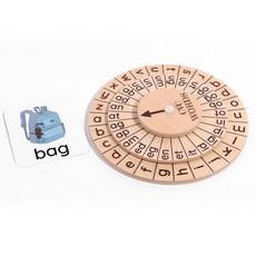 兒童英語拼字 CVC轉盤, 木色