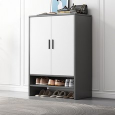 우드 모던 신발장 수납장 아파트 현관 문달린 신발장 정리대 슈즈랙 다용도, 5단, 회색+화이트