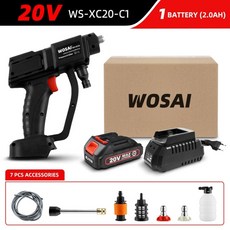 wosai 무선 high pressureelectric car washer gun 20v multi-function 노즐 protable 클리너 foam car wash garde, 20v ws-xc20-c1