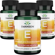 Swanson 斯旺森 維生素E軟膠囊 400IU, 60顆, 3罐