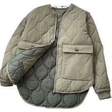 여성 깔깔이 패딩 자켓 양면 퀄팅 누빔 밀리터리 집업 겨울 경량 패딩