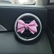 펄리본 차량용 석고방향제 자동차 신차선물 송풍구 차량용품 여성용, J. 보라색 물방울 무늬 리본