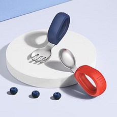 不鏽鋼兒童學習餐具組 寶寶叉勺, 直頭款|普蘭紫+石榴紅, 1個