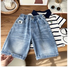 아동 여름 베이직 워싱 밴딩 청 반바지