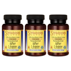 스완슨 울트라 아지퓨어 L-아르기닌 500mg 베지 캡슐, 60정, 3개