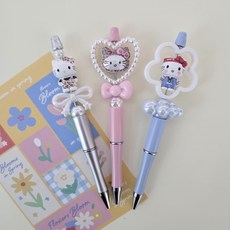 볼펜 꾸미기 세트 귀여운 캐릭터 고양이 볼꾸 볼펜 꾸미기 DIY 동대문볼꾸 비즈 재료 볼펜만들기 세트 학생 선물 핫템 선물 볼꾸, 1팩, 2