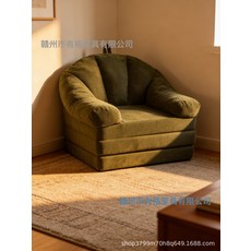 跨境压缩沙发懒人沙发可躺可睡榻榻米小户型客厅阳台折叠单人沙发, 绿色