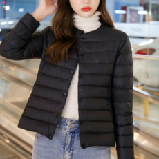 팍스홈 여성 화이트 덕다운 초경량패딩 라운드 브이넥 투웨이