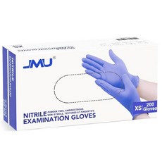 JMU 니트릴 장갑 미디엄 200 카운트 블랙 니트릴 시험 장갑 350만 니트릴 일회용 장갑 라텍스 프리 및 파우더 프리, X-Small, Violet Blue