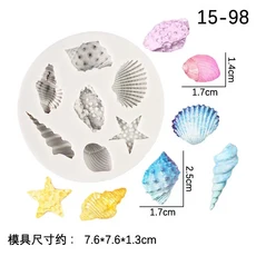 실리콘 쉘 케이크 몰드 조개 모양 퐁당 및 초콜릿 베이킹 세트 DIY 장식 도구, 03 06
