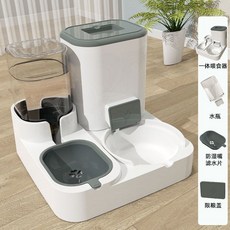 日用品56萬人好評狗碗貓碗自動餵食器貓咪狗狗飲水機一體貓糧盆狗飯盆用品laiwc, 1個, 灰色一體式防溼嘴[6-7天]