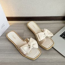 BROWMODA 여성 리본 미끄럼방지 부드러운 밑창 비치 캐주얼 경량 샌들