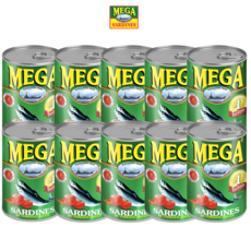 [PERA PLUS] MEGA SARDINES in tomato sauce green 필리핀 메가 생선 통조림 그린, 10개, 155g