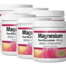 내추럴팩터스 마그네슘 비스글리시네이트 퓨어 파우더 200mg Natural Factors Magnesium Bisglycinate, 6개, 145g