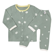 그린베베 국내생산 봄가을용 아기내복 베베 민트곰 양면내의