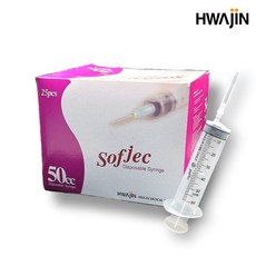 [특별할인] 화진 HLB 소프젝 일회용 멸균 주사기 50cc(17g x 38mm) 강아지 고양이 반려동물 피하수액 다육이, 25개, 50cc 17g x 38mm