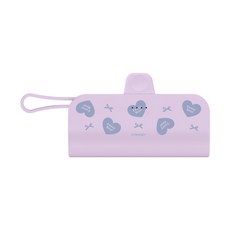 트라이코지 패턴 도킹형 미니 보조배터리 5000mAh, 퍼지베어하트패턴_퍼플블루, 8핀