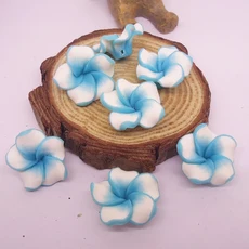 30 개/몫 18mm 하와이 폴리머 클레이 Plumeria rubra 귀걸이 헤어 쥬얼리에 대한 다섯 꽃잎 액세서리 Diy, 07 Blue