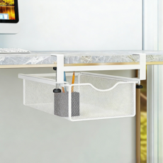 Equator 책상밑 서랍 테이블 무타공 저리함 슬라이드 데스크 수납함 걸이형 서랍, 1개, 화이트