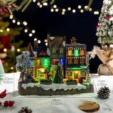 聖誕復古小鎮多功能音樂盒聖誕節日LED彩燈旋轉火車音樂禮物盒, 小鎮音樂盒