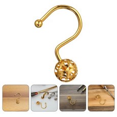 빈티지 황금 욕실 샤워 커튼 후크 소박한 금속 반지 홈 목욕 장식, 1개, 기본