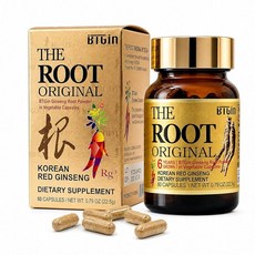 BTGIN 홍삼 캡슐 6년근・전근 사용 Rg3 배합 매일의 활력・스태미나・웰니스 서포트 60립, 1개, 1g