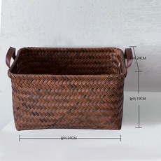 내추럴 PU 핸들 세탁 바구니 가성비 라탄 감성 빨래 통 장난감 패브릭 수납함, 1개, 2_미국식 수납 바구니 대형 19