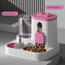 新款自動貓咪餵食器狗碗寵物碗貓盆二合一飲水機貓碗寵物用品跨境, 1個, 粉色 可控出糧:如圖, 1L