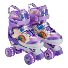 Chicago Skates Glitzy 아동용 롤러 스케이트 몬스터 트럭 - 조절 가능한 여아 남아용 라이트업 휠 내구성 있는 초보자 쿼드 스케이트 프론트 스토퍼 편안함, Rainbow