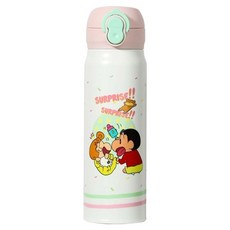 Aiying 크레용 신짱 원터치 듀얼 음용 보온 보냉 텀블러 SC10194, 핑크, 1개, 480ml