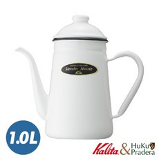 【日本Kalita】1.0L 琺瑯細口手沖壺 (時尚白) - 月兔印工廠特製限量款, 1個