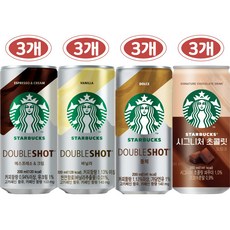 동서 스타벅스 캔커피 4종 3개씩 혼합세트(더블샷에스프레소크림+더블샷바닐라+더블샷돌체+시그니처초콜릿), 12개, 200ml