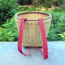 手工竹編揹簍買菜採茶傳統竹筐, 普通全竹圓形 上口39高39