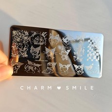 네일 템플릿 만화 캐릭터 스탬핑 플레이트 프렌치 라인 기하학 꽃 잎 동물 이미지 스테인레스 스틸 아트 스텐실, 옵션20) CJT-065, 1개