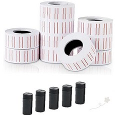 가격표 스티커 롤 형태 교체 용지 매장 상품 표시 라벨 프린터 소모품 리필 종이, 1개, 잉크 5개