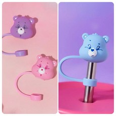 Be Woman Care Bears 彩虹熊 愛心熊 飲料吸管造型吸管套，可愛造型，安全材質，寶寶飲水好幫手, 紫色, 1個