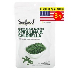 Sunfood 스피룰리나 & 클로렐라 슈퍼 해조류 추출 250mg Spirulina Chlorella, 3개, 456정
