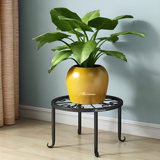 MORIANN 花朵鐵製圓形花盆架, 啞光黑