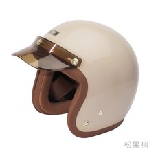 華泰 K802 復刻經典騎士帽 復古半罩安全帽 送防水鏡片, 松果棕,M