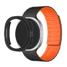 티엑스엘엑스 갤럭시워치 실리콘 마그네틱 자석 스트랩 + 케이스 세트, 1개, 블랙 오렌지 1개, 블랙 오렌지