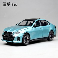 실제 자동차 소리 BMW i5 M60 1:24 다이캐스트 합금 장난감 전후방 라이트 점등 정교한 엔진룸 묘사, 1개, 블루
