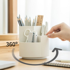 매일다미 회전 연필꽂이 다용도 정리함, 1개, 화이트