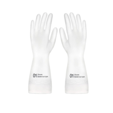 靈巧型清潔手套 舒適防滑防水 居家清潔好幫手, 乳白色, 1套