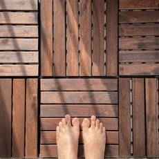 낭만가득 다크브라운 일자형 6슬롯 10장 조립식 원목 데크 타일 베란다 마루 룬넨 이케아호환, 1개, 다크브라운 6슬롯 10장