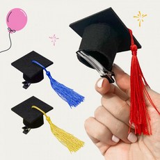 학사모머리삔 졸업식 기념 소품 펠트학사모 선물 집게핀 악세사리 헤어핀, 1개, 옐로우