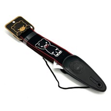 IKARIKUMA 刺繡系列 吉他背帶 棉質小黑熊 潮流吉他配件, 紅黑色 KGS016, 1個