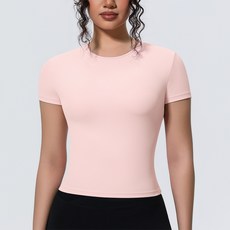 DFMEI 新款運動裸感收腰修身短袖透氣瑜伽服T恤跑步訓練健身上衣女