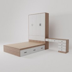 침대장 서랍장 붙박이장 수납 거실 선반 + 옷장 맞춤 침대, 1800mmx2000mm, 조립된 상자 침대, 침대 상자 + 옷장 + 책상